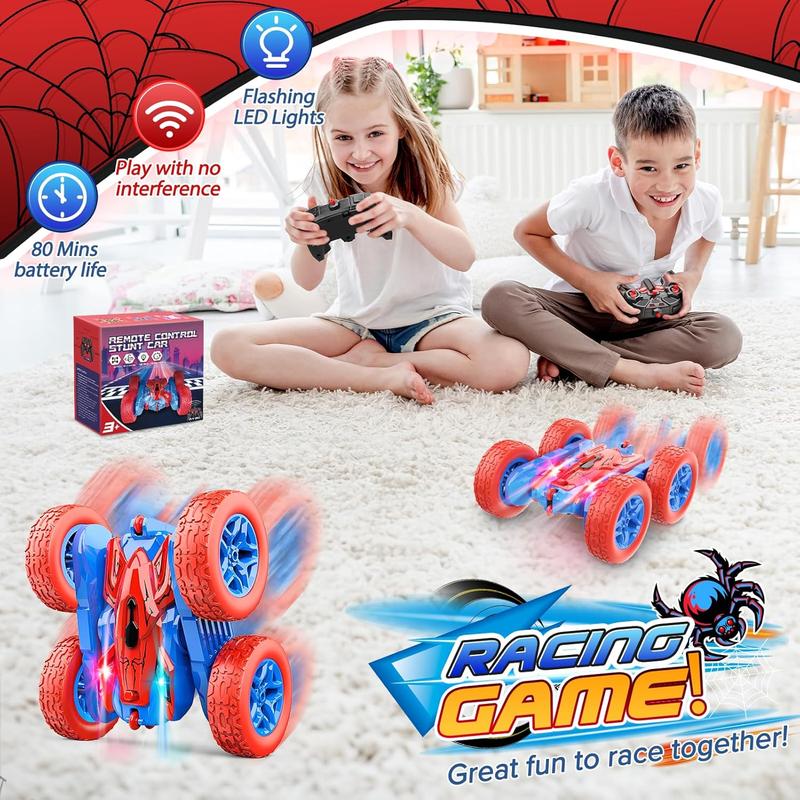 Spider RC Cars Toys for Boys Ages 3-8 Kids Remote Control Stunt Car Toy for 4 5 6 7 8 9 10 Year Old Boy Girl Christmas Birthday Gifts 360 Flip 4WD Car for Boys Age 4-6 5-7 Toddler Gift