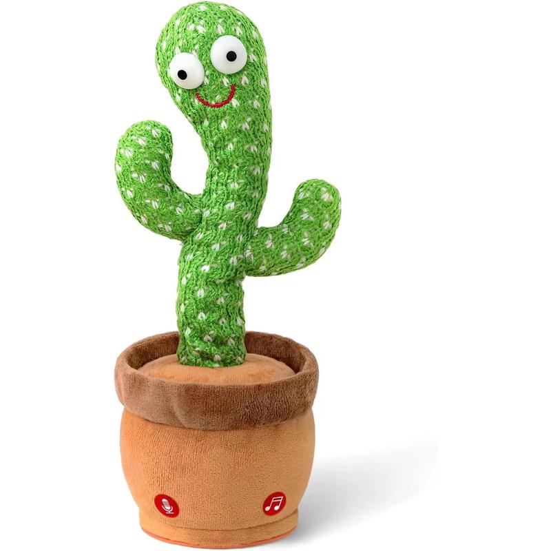 Interactive Talking Dancing Cactus Toy Mimics Sounds, Plays 120 Songs, USB Rechargeable, Soft Plush, LED Lights, Baby Gift for Boys Girls