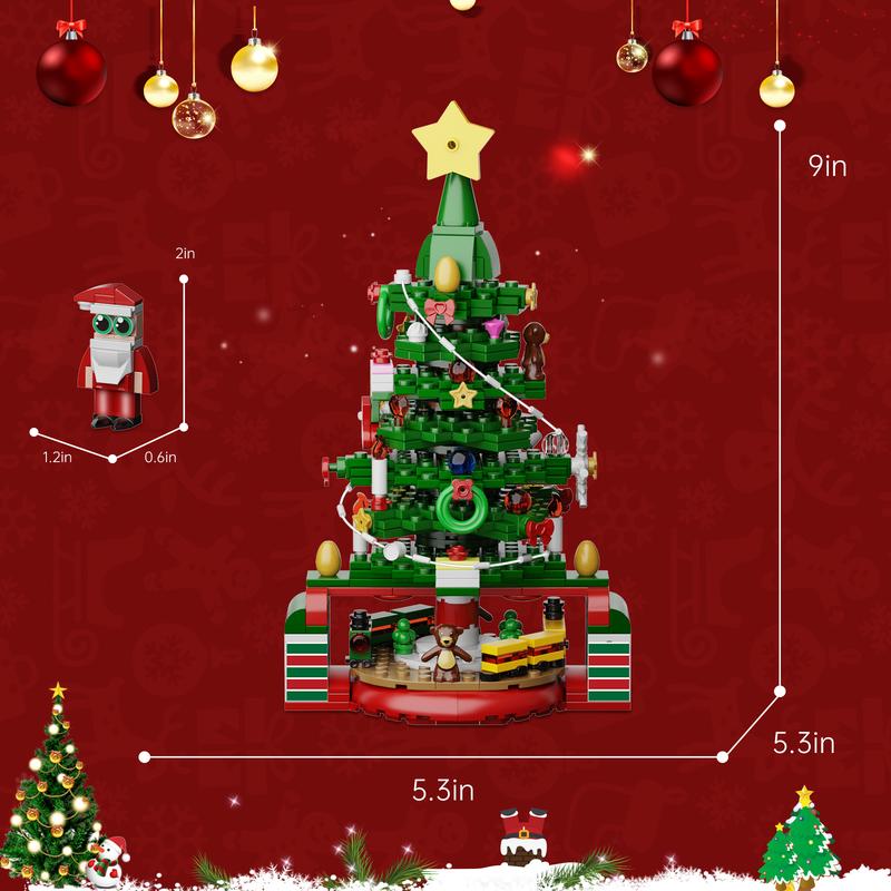 Shining Christmas Tree Building Blocks Set, with LED Lighting and 24 Christmas Tree Themed Accessories, Perfect Christmas & Halloween Collections for Fans and Kids (434 pcs)