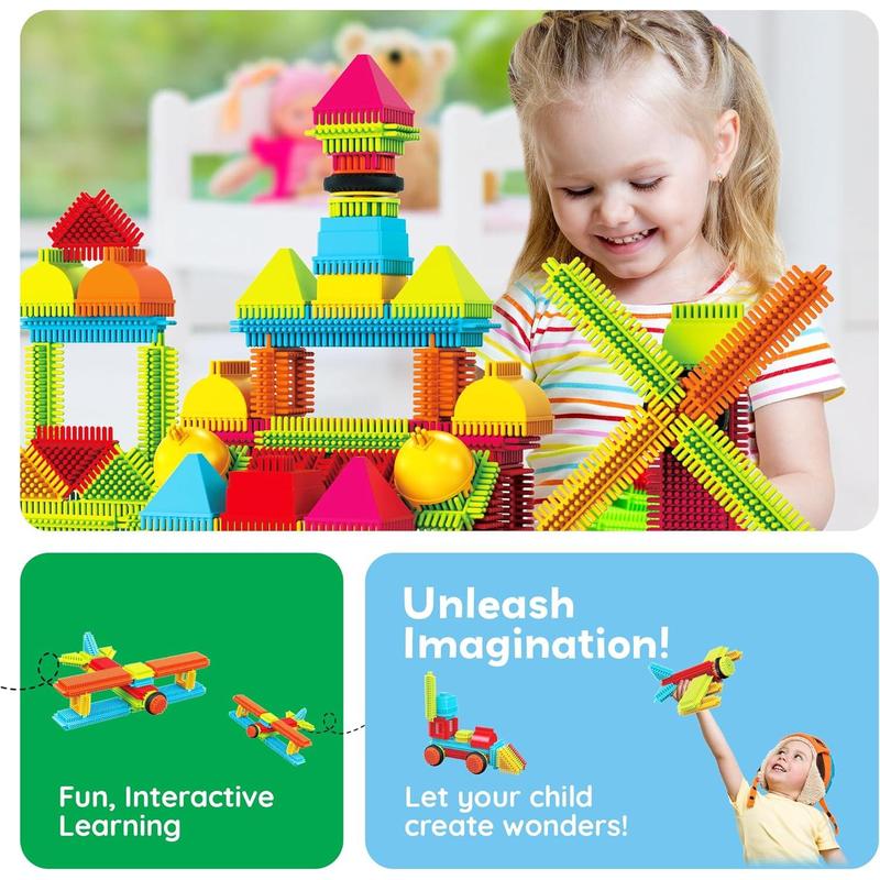 PicassoTiles 120pcs Hedgehog Interlocking Building Blocks Tiles Construction Toy Set Learning Playset STEAM Development Preschool Kindergarten Toy for Kids Age3+ PTB120