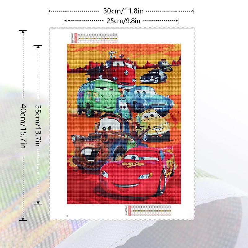 Cartoon Car Pattern DIY Diamond Arts Colorful Painting Kit without Frame, DIY 5D Diamond Arts Colorful Painting Kit, Wall Art Decor for Home Living Room