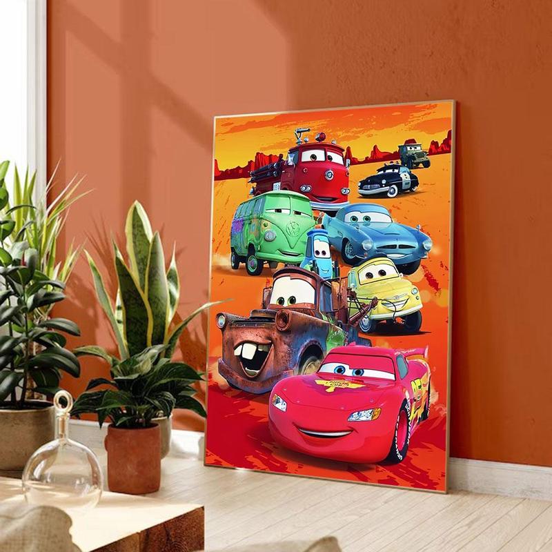 Cartoon Car Pattern DIY Diamond Arts Colorful Painting Kit without Frame, DIY 5D Diamond Arts Colorful Painting Kit, Wall Art Decor for Home Living Room