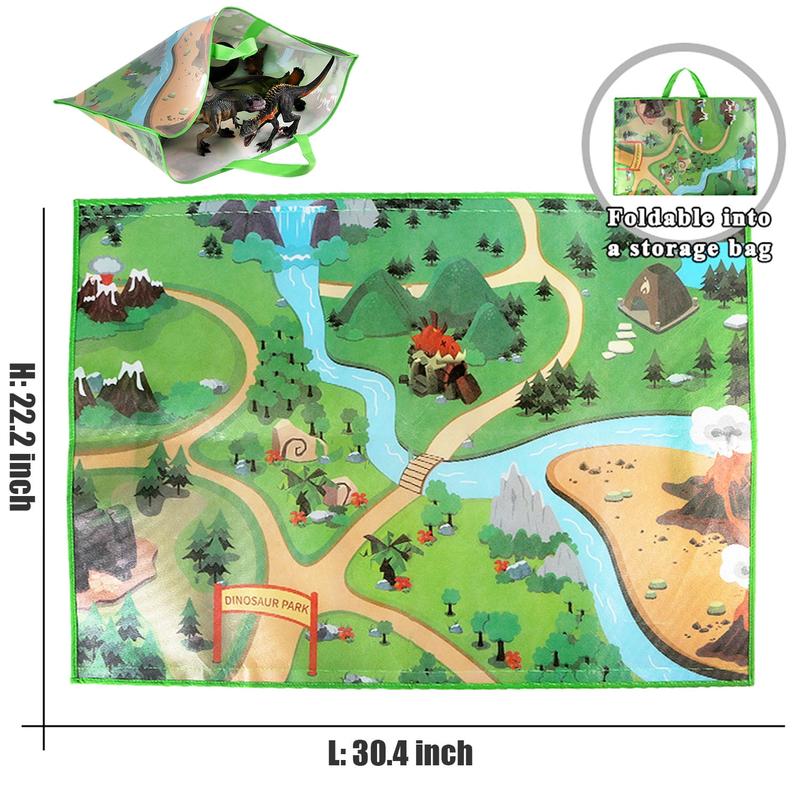 Dinosaur Toys for 3 4 5 6 7 Years Old Boys, Dinosaur Figures to Create a Dino Toy World for Kids Ages 3-7, Activity Play Mat and Pull Back Cars Toys