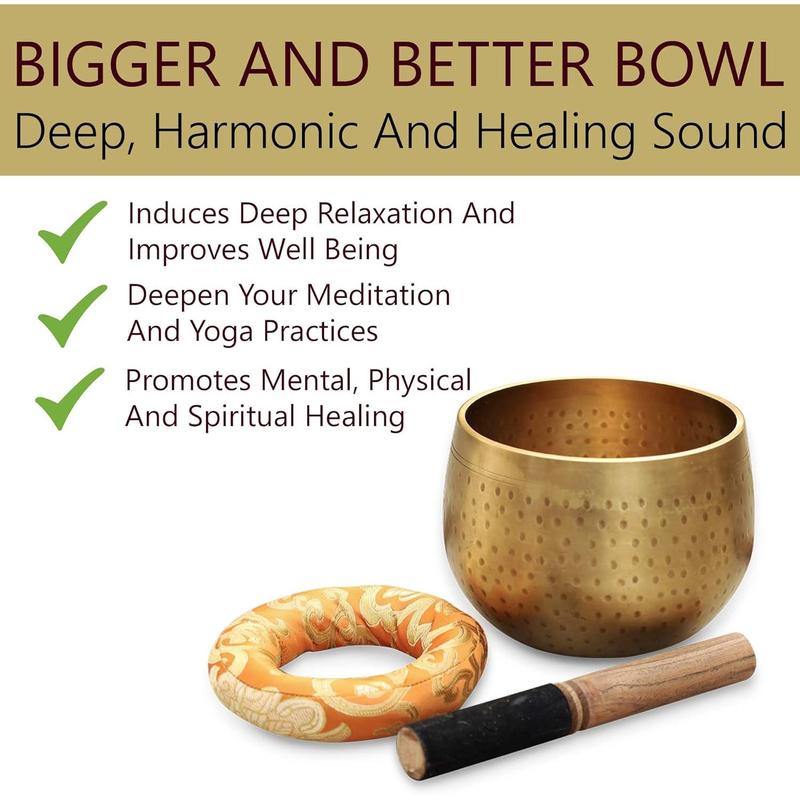 Jumbo Tibetan Ring Gong Singing Bowl Set – Includes Mallet & Cushion for Meditation & Sound Healing DharmaObjects