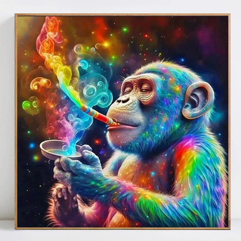 Colorful Monkey Pattern DIY Diamond Arts Colorful Painting Kit without Frame, DIY Diamond Arts Colorful Painting Kit, DIY Home Decor for Bedroom Living Room