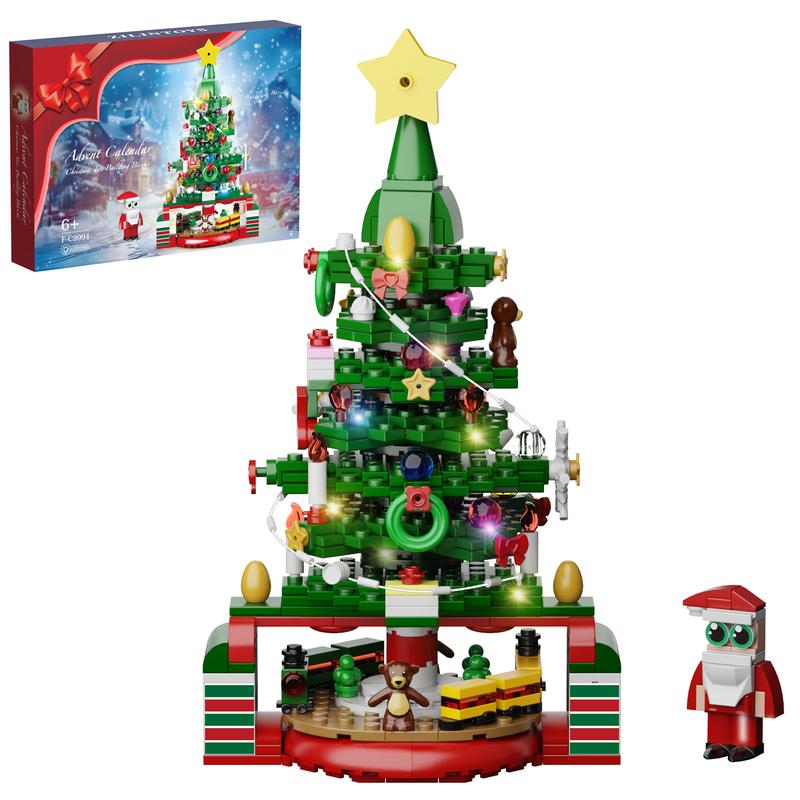 Shining Christmas Tree Building Blocks Set, with LED Lighting and 24 Christmas Tree Themed Accessories, Perfect Christmas & Halloween Collections for Fans and Kids (434 pcs)