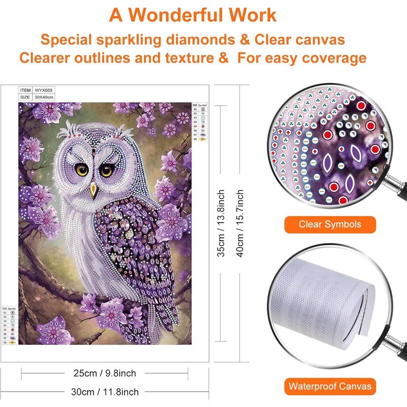 Special Shape 5D Art Kits for Beginners - Crystal Rhinestone Painting for Home Wall Decoration Gift, Owl Design