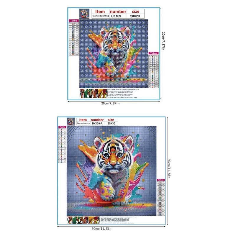 Christmas Multicolor Tiger Design DIY Diamond Art Painting Without Frame, DIY 5D Diamond Arts Painting Kit, Wall Art Decor for Home Living Room Bedroom, Christmas Gift