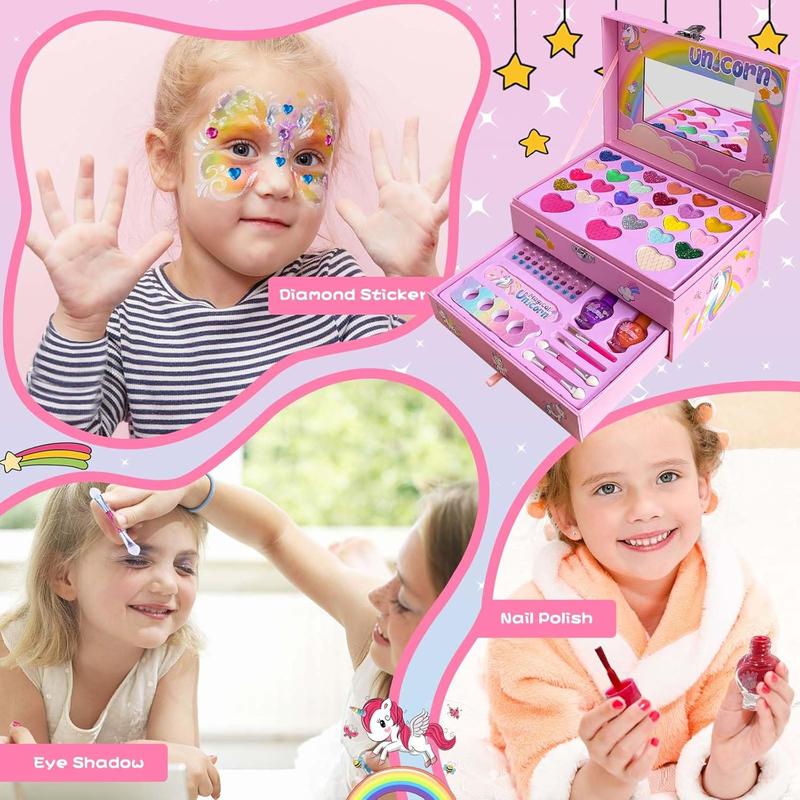 Chiasma gift Kids Makeup Kit for Girls with Unicorn Box, Washable & Non-Toxic Pretend Cosmetic Set for Toddlers