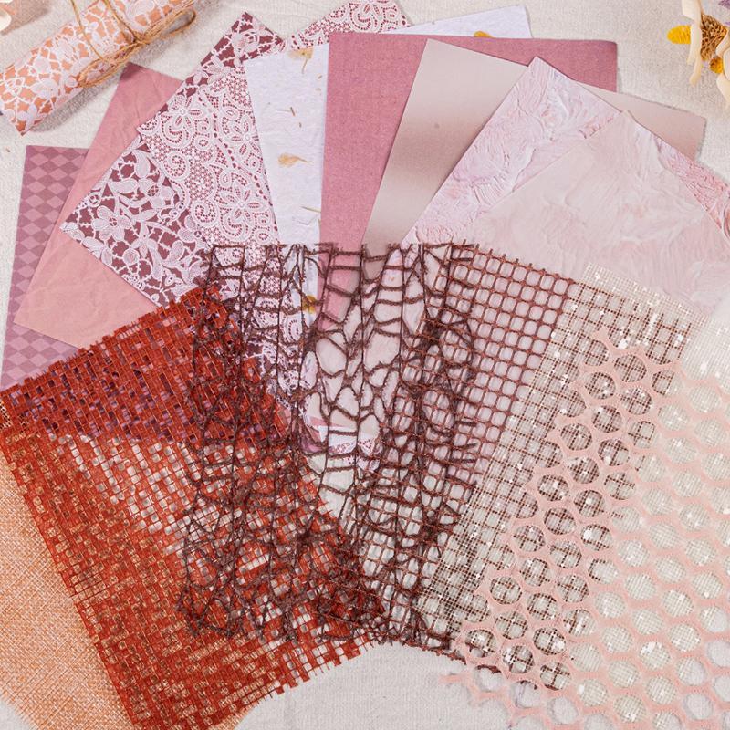 Mixed Material Paper Pack, 15 Sheets Vintage Handmade Crafts Material Paper, DIY Decorative Paper for Scrapbooking & Journal Making