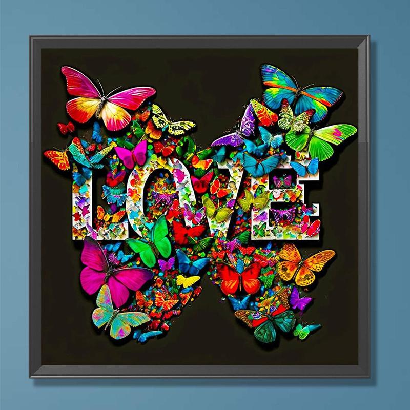 Love Butterflies Design 5D Diamond Arts Colorful Painting Kit, Paint by Numbers DIY Diamond Arts Colorful Painting Kit without Frame, Wall Art Crafts for Home Decor