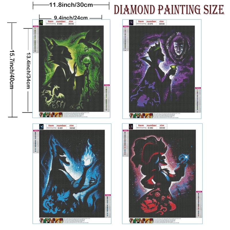 5D Adult Diamond Painting Kit, Villain Diamond Painting Kit -4 Pieces, Round Diamond Digital Painting Kit, Gem Art Painting Kit, Beginner DIY Diamond Painting Kit (11.8x15.7 inches)