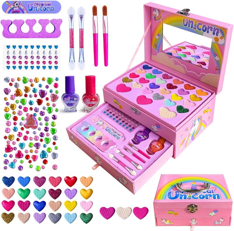 Chiasma gift Kids Makeup Kit for Girls with Unicorn Box, Washable & Non-Toxic Pretend Cosmetic Set for Toddlers