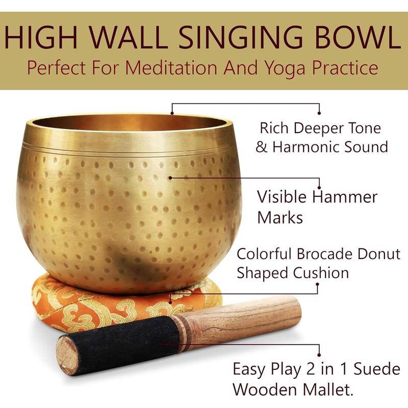 Jumbo Tibetan Ring Gong Singing Bowl Set – Includes Mallet & Cushion for Meditation & Sound Healing DharmaObjects