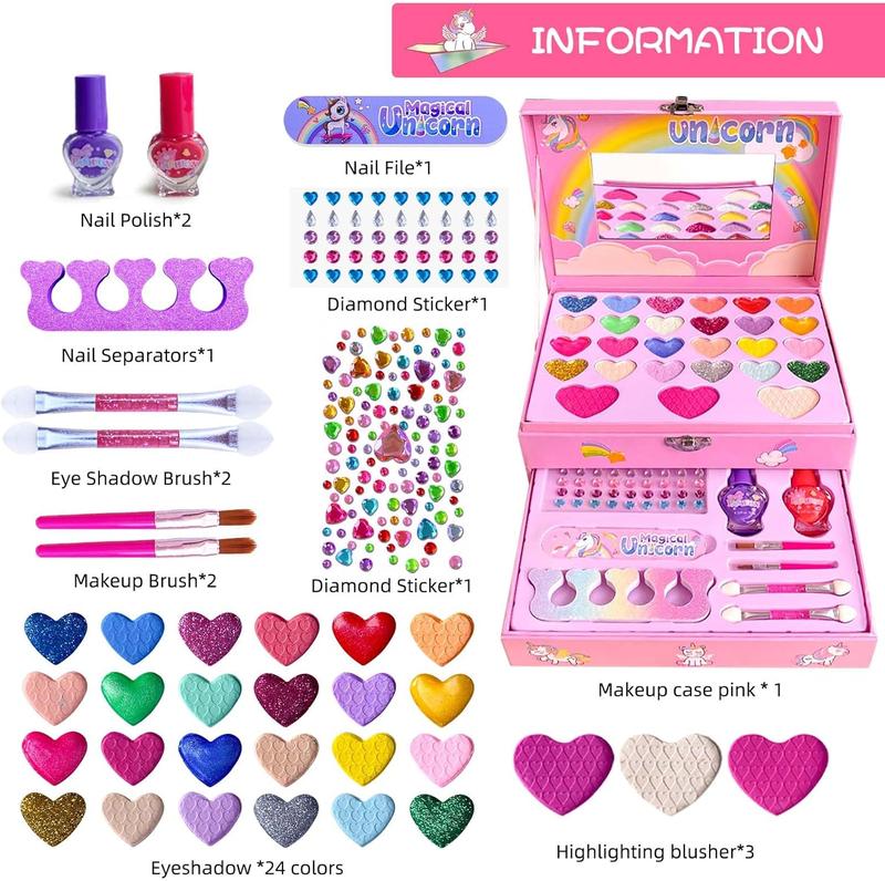 Chiasma gift Kids Makeup Kit for Girls with Unicorn Box, Washable & Non-Toxic Pretend Cosmetic Set for Toddlers