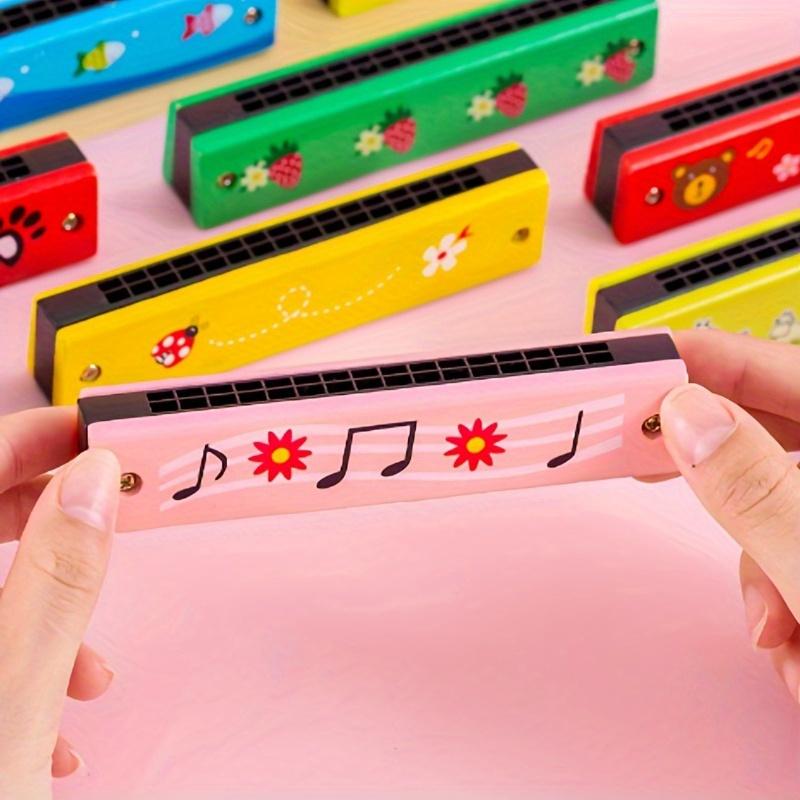 Colorful Wooden 16-Hole Harmonica - Educational Musical Toy for Youngsters, Perfect Gift for Halloween & Christmas (Assorted Colors)