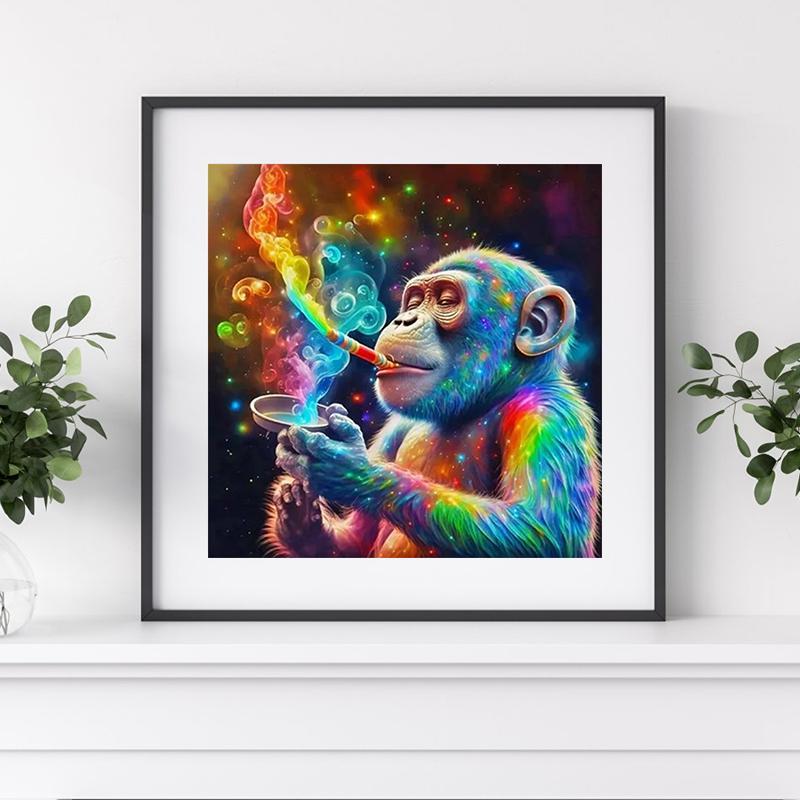 Colorful Monkey Pattern DIY Diamond Arts Colorful Painting Kit without Frame, DIY Diamond Arts Colorful Painting Kit, DIY Home Decor for Bedroom Living Room