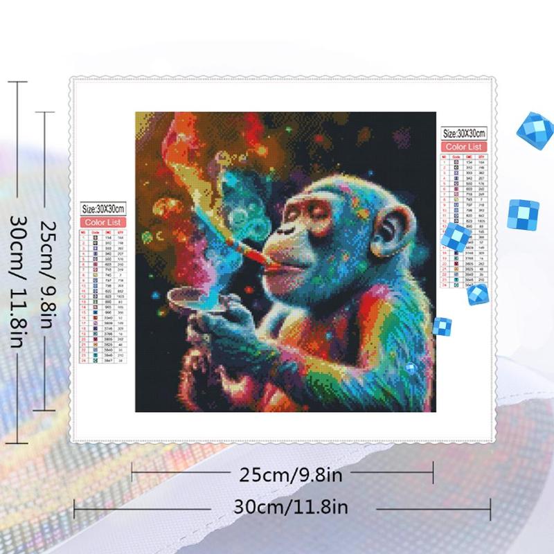 Colorful Monkey Pattern DIY Diamond Arts Colorful Painting Kit without Frame, DIY Diamond Arts Colorful Painting Kit, DIY Home Decor for Bedroom Living Room