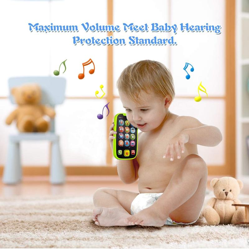 Baby Toy Phone for 1 2 3 Year Old Boy Girl Fake Phone Toys with Music Baby Cell Phone Toys 6 to 12 Months Light Up Play Phone for Babies Kids Toddlers Educational Learning Toys Gifts for Boys