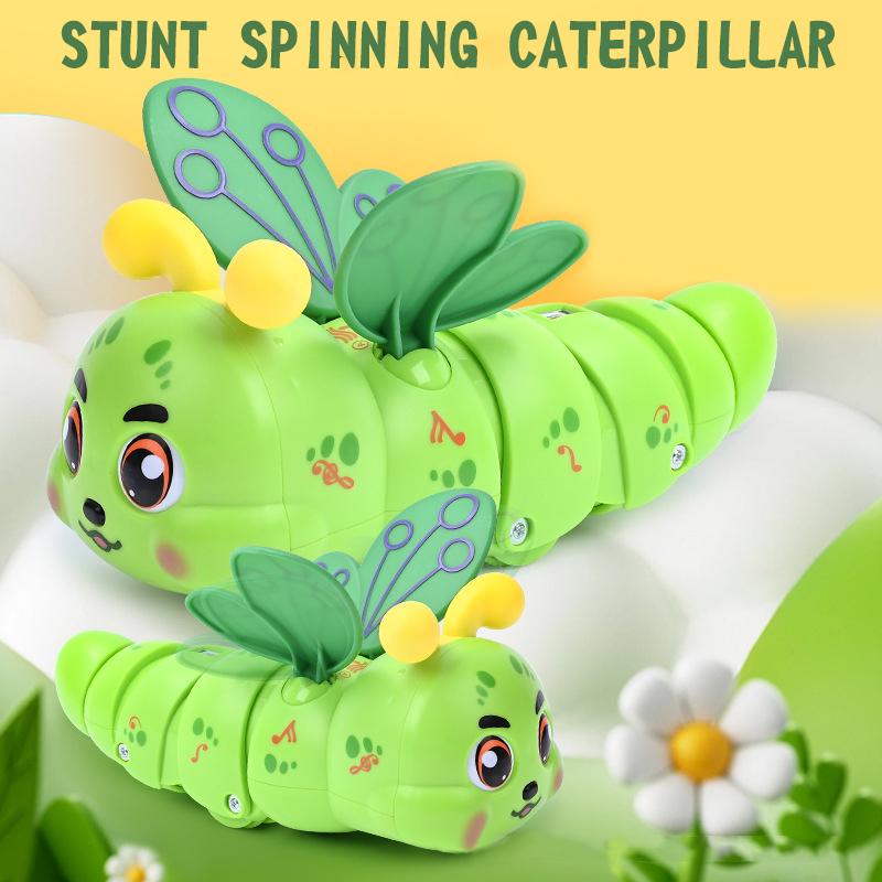 Stunt Spinning Caterpillar Cute Shape Light Music Electric Universal 360° Rotation