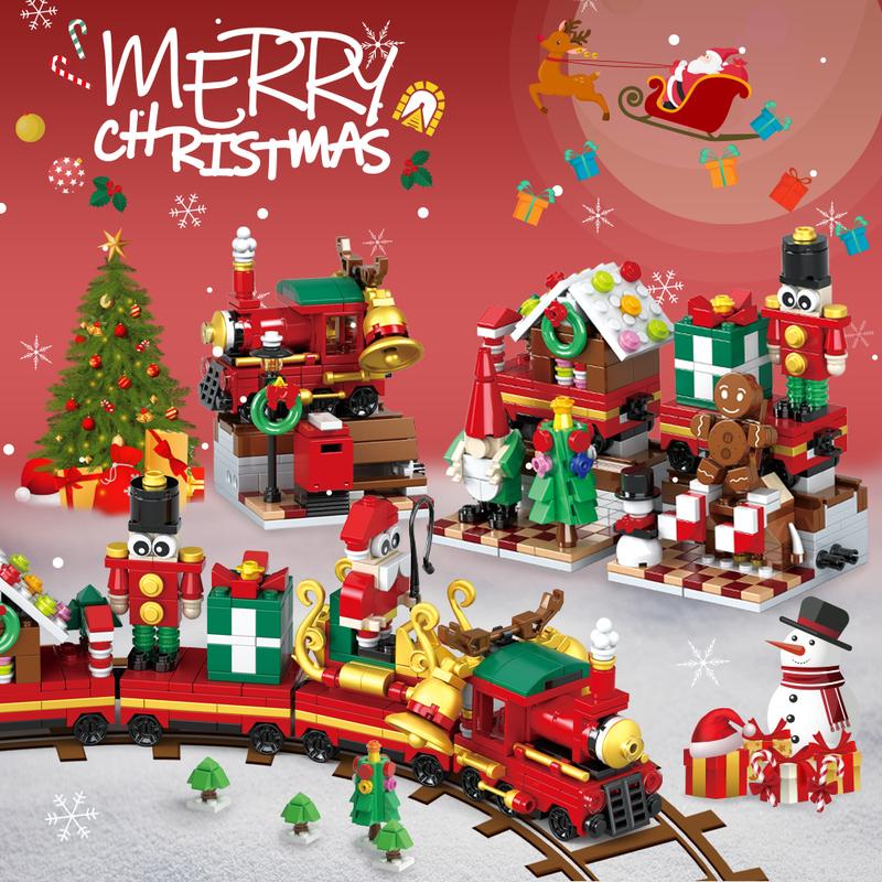 Christmas Advent Calendar 2024, 6 In 1 Christmas Train Building Blocks, 24 Days Countdown Calendar Building Toy Gift Box for Boys Girls Kids Adult