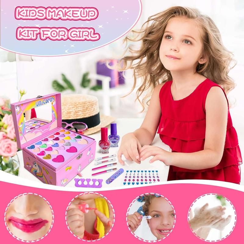 Chiasma gift Kids Makeup Kit for Girls with Unicorn Box, Washable & Non-Toxic Pretend Cosmetic Set for Toddlers