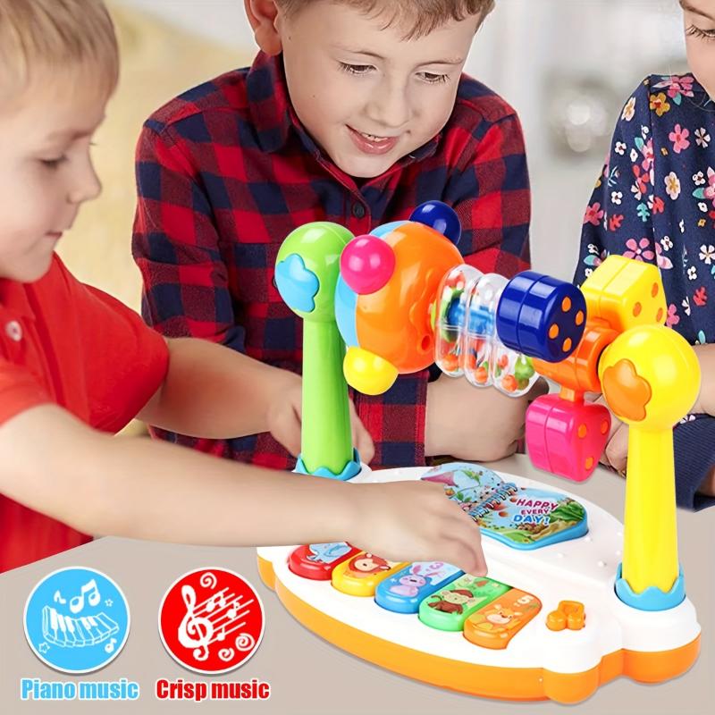 Kids' Interactive Musical Keyboard Toy with Light-Up Features - 0+ Age Group, Educational Piano with Rhythm Games & Songs, ABS Material, Ideal for Early Development, Learning & Holiday Gifts