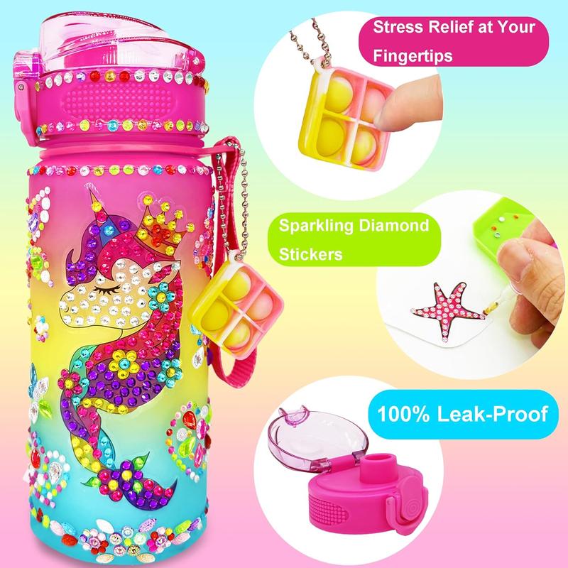 Christmas Decorate Your Own Water Bottle - Arts and Crafts for Girls 4 5 6 7 8 - Unicorn Diamond Painting Craft - Fun Birthday Christmas Gifts for Kid 6-12