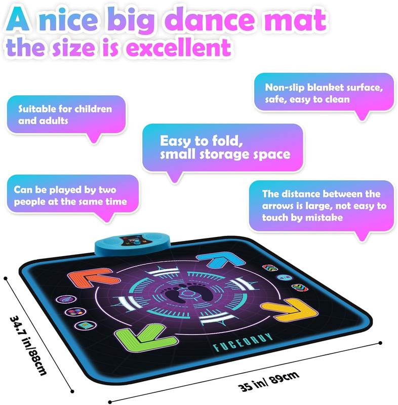 FUCEORUY Dance Mat for Kids Ages 4-12 Electronic Dance Mats Toy with 3 Game Modes Built-in Music Dance Pad with AUX Christmas Birthday Gifts Toys for Girls and Boys 4 5 6 7 8 9 10 Year Old