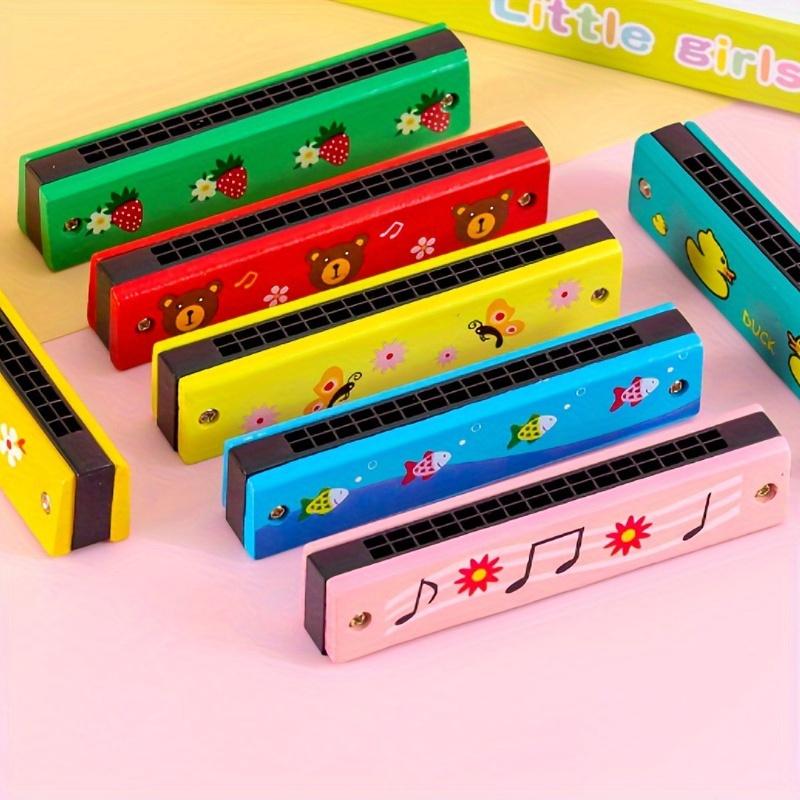 Colorful Wooden 16-Hole Harmonica - Educational Musical Toy for Youngsters, Perfect Gift for Halloween & Christmas (Assorted Colors)