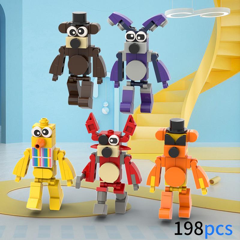 5 in 1 Securily Breach Fnafs Freddys Building Block Toys, Fighting Monster Action Figure DlY Model, Christmas& Halloween ldeal Gifts or Collections for Kids Aged 6+(198 pcs) building bricks