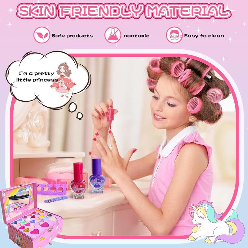 Chiasma gift Kids Makeup Kit for Girls with Unicorn Box, Washable & Non-Toxic Pretend Cosmetic Set for Toddlers