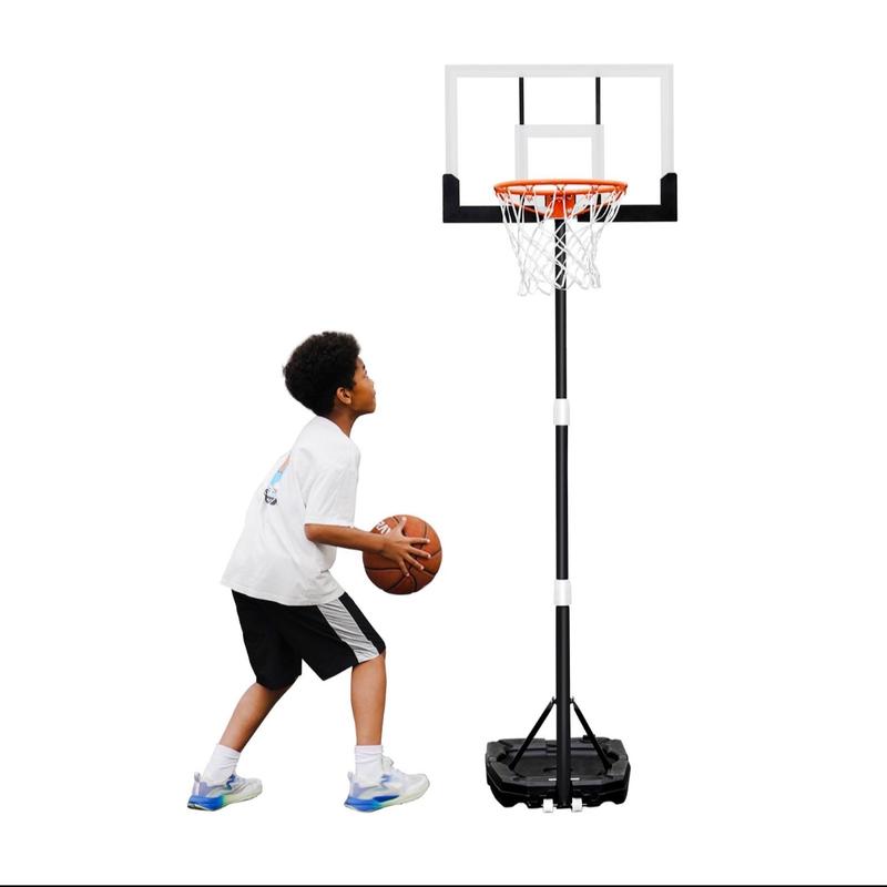 Seray Kids Basketball Hoop, Adjustable Height 3.2-7.2FT, 28in Backboard for Indoor Outdoor, Portable and Versatile