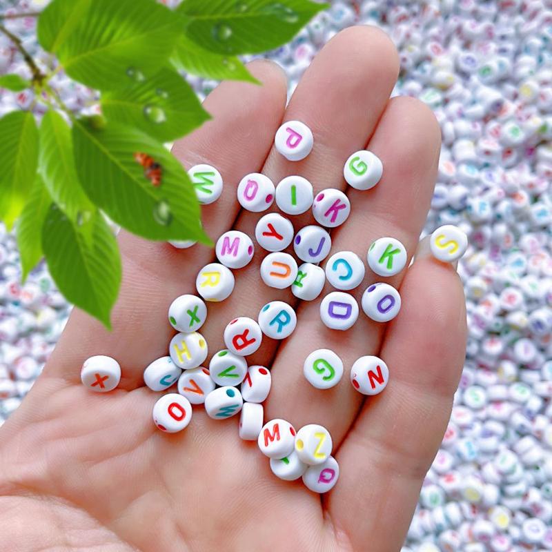 Alphabet Pattern Beads, 200 500pcs Colorful Beads for Bracelet Necklace Earrings, DIY Jewelry Making Accessories for Women & Teenager