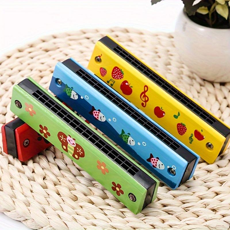 Colorful Wooden 16-Hole Harmonica - Educational Musical Toy for Youngsters, Perfect Gift for Halloween & Christmas (Assorted Colors)