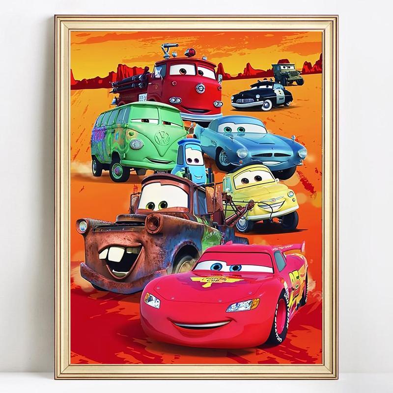 Cartoon Car Pattern DIY Diamond Arts Colorful Painting Kit without Frame, DIY 5D Diamond Arts Colorful Painting Kit, Wall Art Decor for Home Living Room