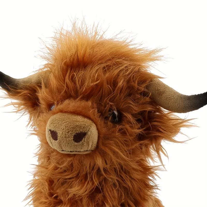 30cm Simulation Kyloe Cream Highland Cow, Animal Plush Doll Soft Stuffed, Highland Cow Cattlle Plushie-Best  Gifts for Chrismas, Holiday, New Year !