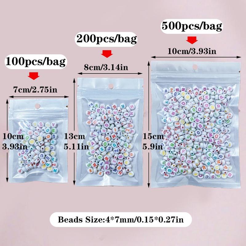 Alphabet Pattern Beads, 200 500pcs Colorful Beads for Bracelet Necklace Earrings, DIY Jewelry Making Accessories for Women & Teenager