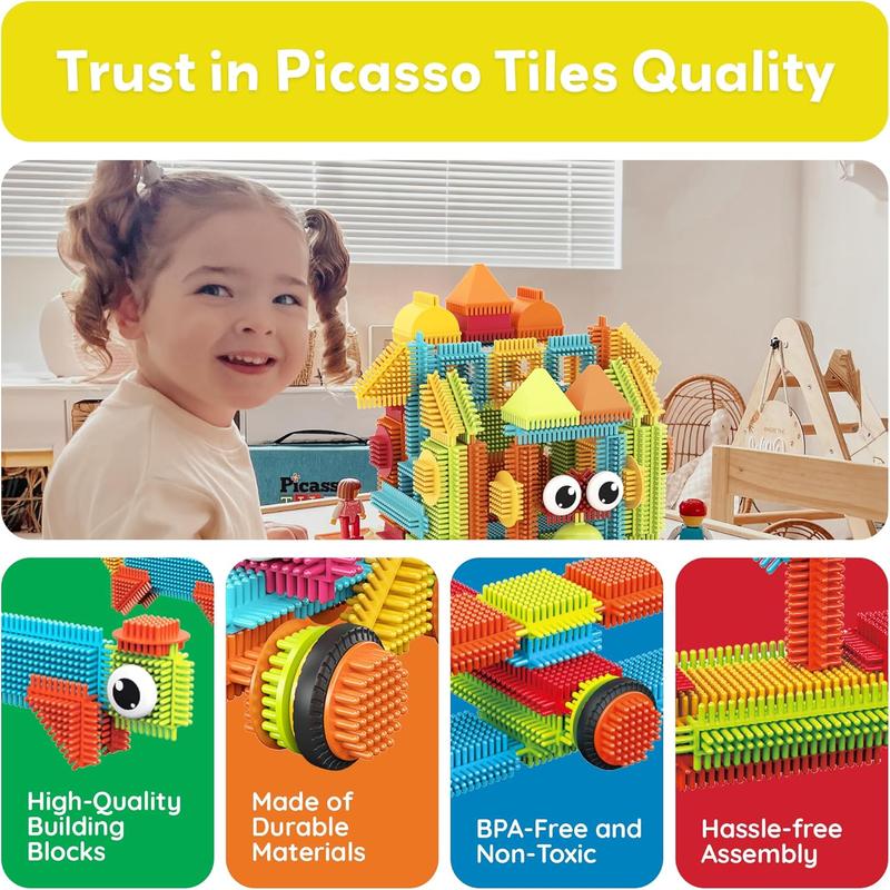 PicassoTiles 120pcs Hedgehog Interlocking Building Blocks Tiles Construction Toy Set Learning Playset STEAM Development Preschool Kindergarten Toy for Kids Age3+ PTB120