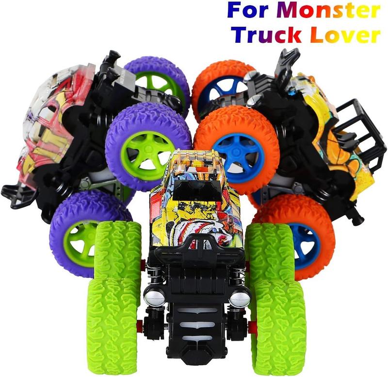 Monster Trucks Toys - 3 Pack Friction Powered Mini Push and Go Car Truck Playset Inertia Vehicle for Kids Best Christmas Birthday Party Gift For Kids