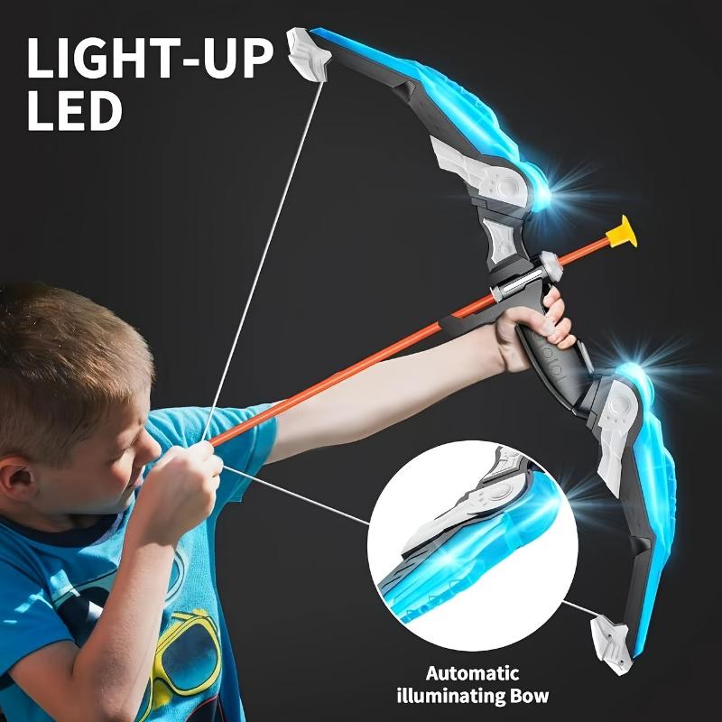 Light-Up Bow and Arrow Set for Youngsters - Blue, Outdoor Sports Toy Kit with Targets & Accessories