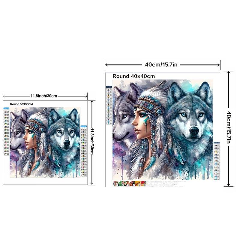 Wolf Pattern Diy Diamond Arts Colorful Painting Kit without Frame, Diy 5d Diamond Arts Colorful Painting Kit for Beginner, Wall Art Decor for Home Living Room Bedroom, Christmas Gift