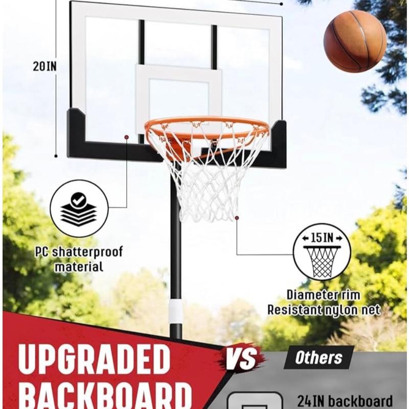 Seray Kids Basketball Hoop, Adjustable Height 3.2-7.2FT, 28in Backboard for Indoor Outdoor, Portable and Versatile