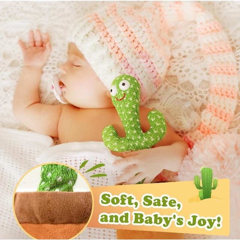 Interactive Talking Dancing Cactus Toy Mimics Sounds, Plays 120 Songs, USB Rechargeable, Soft Plush, LED Lights, Baby Gift for Boys Girls