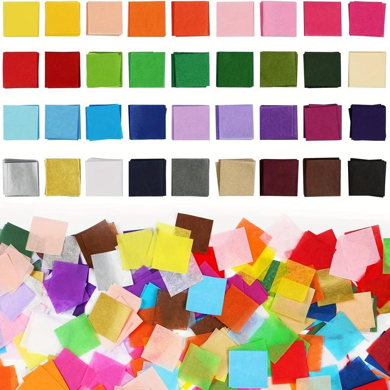 Colorful Tissue Paper Squares, 900pcs set 36 Colors Tissue Paper for Arts and Crafts, DIY Scrapbooking Supplies