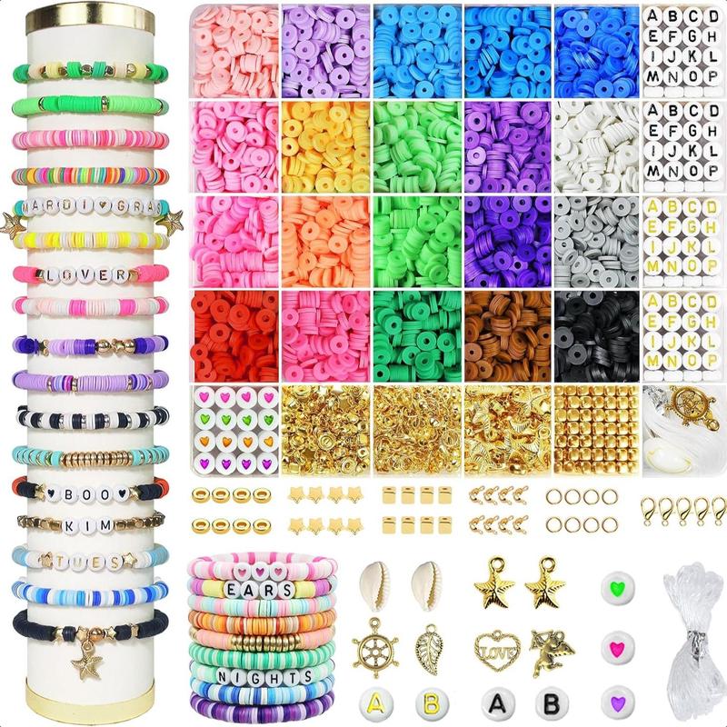 4800Pcs Clay Beads for Jewelry Making Bracelet Kit with Pendant and Jump Rings - 24 Colors 6mm Halloween Gift