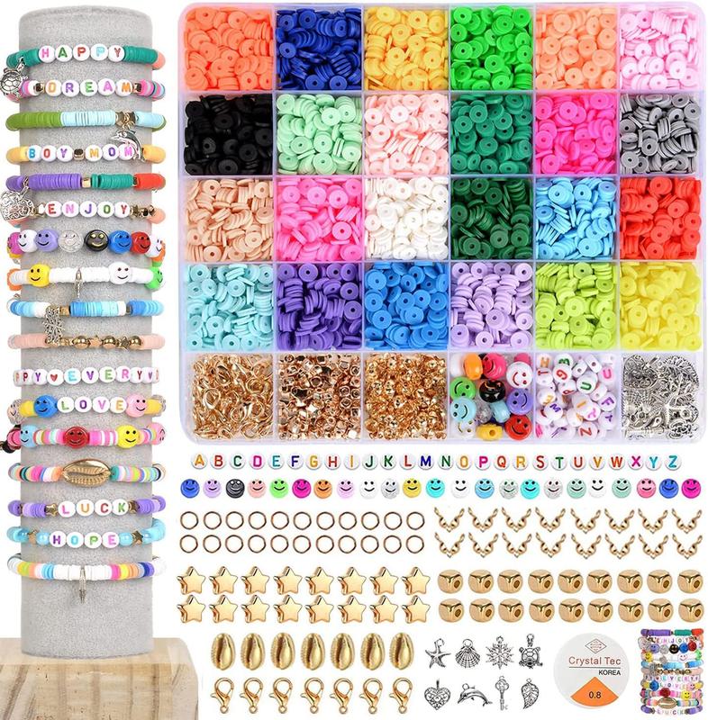 4800Pcs Clay Beads for Jewelry Making Bracelet Kit with Pendant and Jump Rings - 24 Colors 6mm Halloween Gift