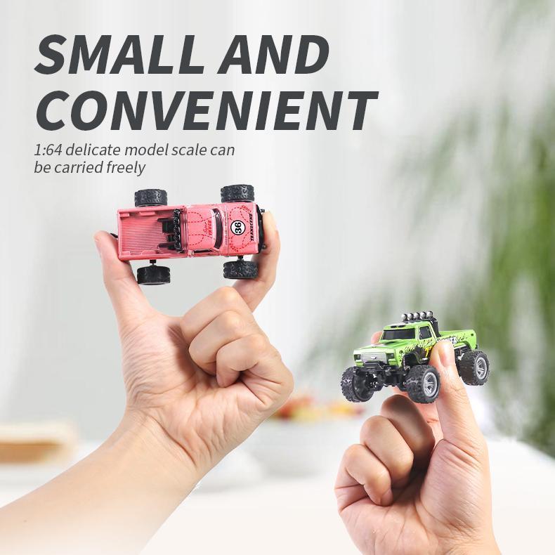 Kids Gift Toy car Mini RC Monster Truck, Alloy RC Big Wheel Truck, Remote Control RWD Off-Road Vehicle with Body Lights & Headlights, USB Rechargeable, Suitable for All Terrain,Tiny Toys for Fun, Holiday Birthday Christmas Gifts for Boys Kids