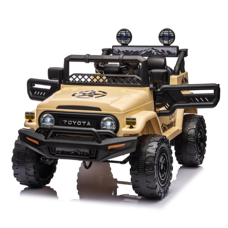 Licensed TOYOTA FJ Cruiser,12V Kids ride on car 2.4G W Parents Remote Control,electric car for kids,Three speed adjustable,Power display, USB,MP3 ,Bluetooth,LED light,Three-point safety belt