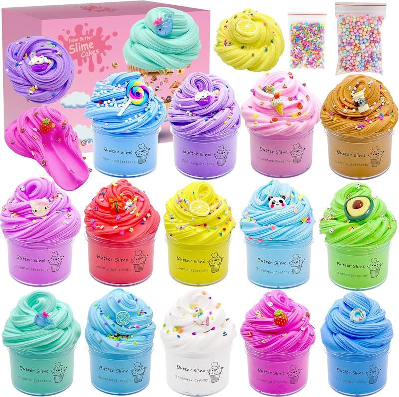 [SEASONAL OFFERS - 50% OFF] 14 Pack Butter Slime Kit, Soft & Non-Sticky,Birthday Gifts for Girl and Boys, Easter Party Favors or Christmas Stocking fillers